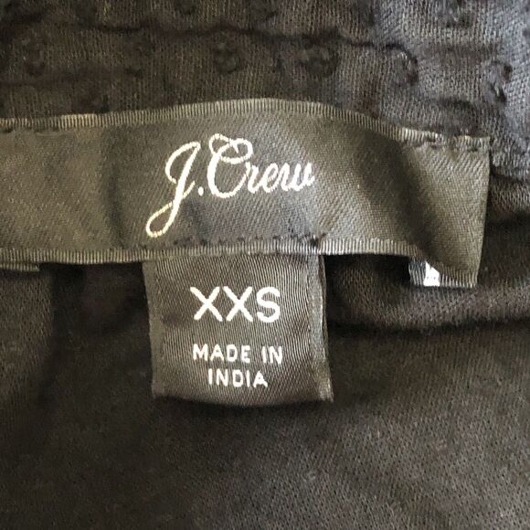 j crew Women’s Ruffle Trim V Neck Popover In Dote Semi Sheer Black Size XXS - Picture 3 of 6